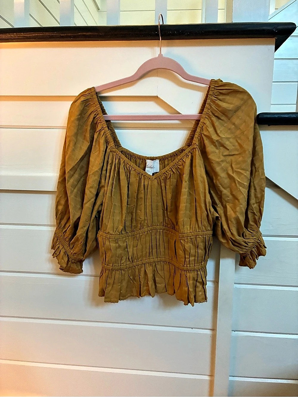 Cleobella Rebecca Top Peplum Blouse in Brown Size L